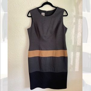 Anne Klein Grey Stripe Body Con Dress Size 10